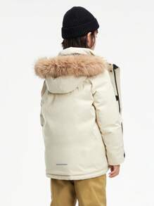 Balabala Cold-Resistant And Waterproof Outdoor Down Jacket With Fur Collar, Winter 2024 Collection - Khaki - View 3