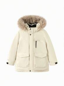 Balabala Cold-Resistant And Waterproof Outdoor Down Jacket With Fur Collar, Winter 2024 Collection - Khaki - View 4