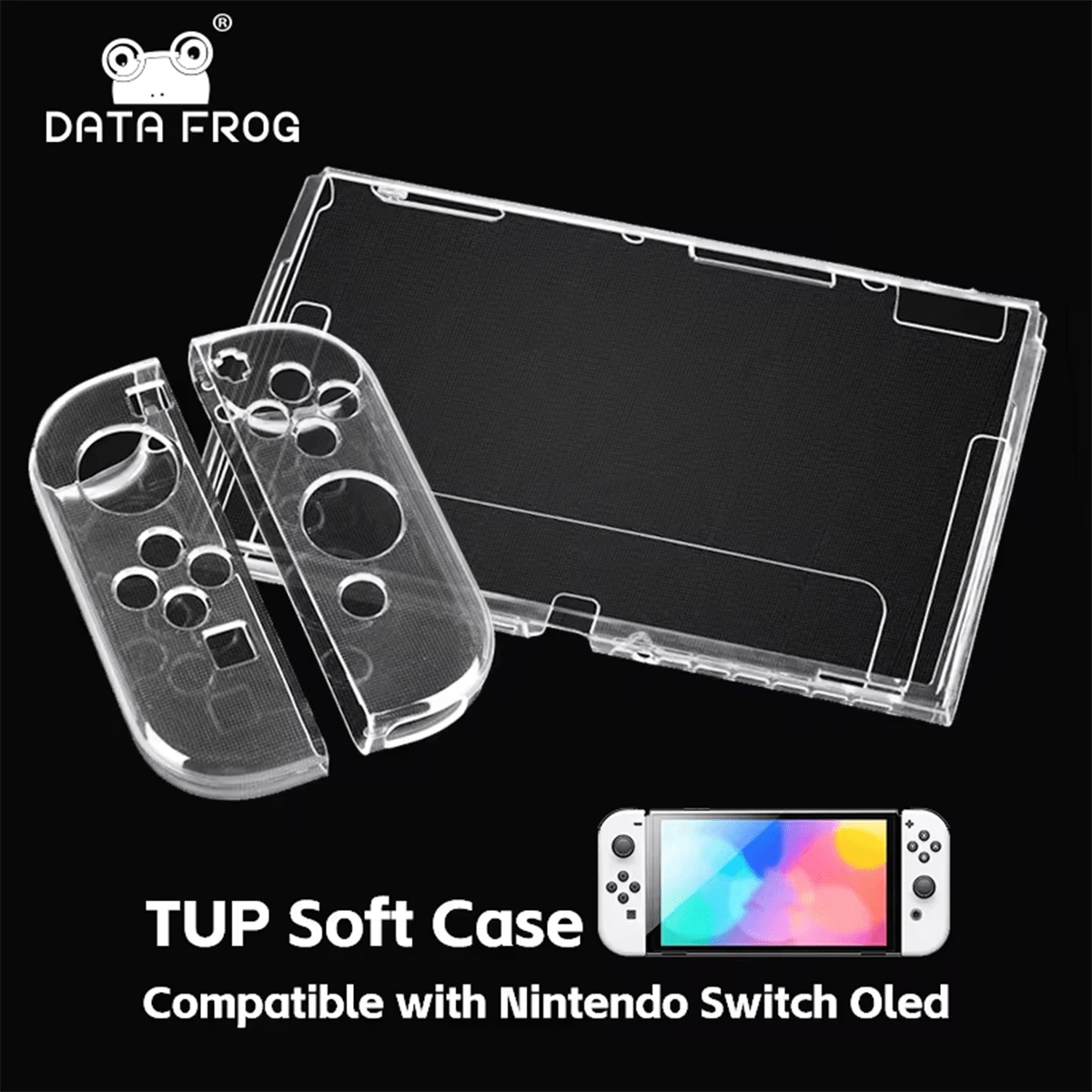 Estuche protector transparente de TPU suave tipo Data Frog, funda protectora de marco claro compatible con la consola de juegos Switch OLED - transparente - Ver 1