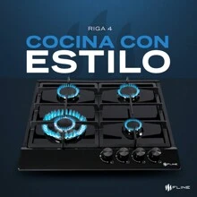 Parrilla de Gas Empotrable 4 Quemadores Acero Inoxidable Negro | FLINE | Riga 4 - Negro - Ver 3