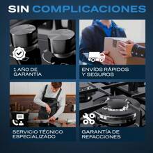 Parrilla de Gas Empotrable 4 Quemadores Acero Inoxidable Negro | FLINE | Riga 4 - Negro - Ver 8