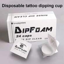 naom 24个/盒纹身浸泡杯盖，一次性纹身浸泡泡沫冲洗杯，用于清洁针头和针尖，专业墨水杯浸泡泡沫清洁杯，纹身清洁用品，母亲节，春季促销 - 彩色 - 查看 12