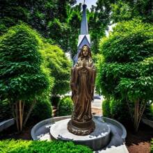 1PC 耶稣教父教母圣子仿铜雕像树脂工艺品小摆件家庭节日装饰小雕像家居工艺品欧式家居客厅电视柜玄关艺术装饰摆件