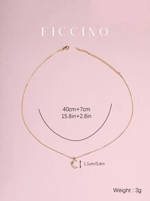 FICCINO Starry Moon Embellished Pendant Necklace, Gold Plated Titanium Steel Snake Chain Adjustable Length Dainty Jewelry, Cute & Lovely Style, Ideal Gift For Anniversary, Holiday, Christmas With Gift Box - 497n - View 4