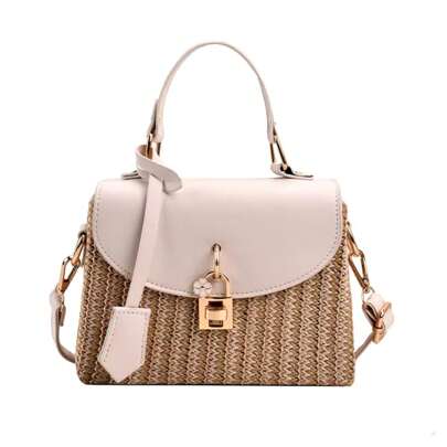 Alwy Bolsa Feminina Palha Sintética Bolsa De Praia Estilosa Férias Elegante Casamento Presente Promoção