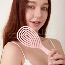 1 件镂空顺发梳，顺发刷，快速吹干，原装顺发刷，男女干湿发刷，符合人体工程学，热弯曲梳齿，顺发结无障碍，发梳适用于柔软的直发和卷发，不打结的柔软而有弹性的刷毛，适用于直发、卷发和浓密的头发，护发，女孩的礼物 - 彩色 - 查看 8