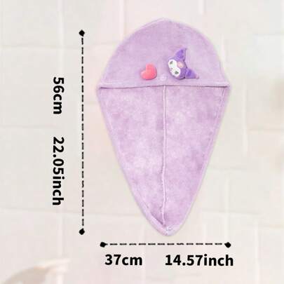 Miniso قبعة تجفيف الشعر المضادة للبكتيريا ثلاثية الأبعاد من سانريو كورومي، مصنوعة من مواد ماصة للغاية، قابلة للغسيل 100 مرة، بتصميم كرتوني جميل، مثالية للاستخدام اليومي، قبعة/منشفة تجفيف الشعر