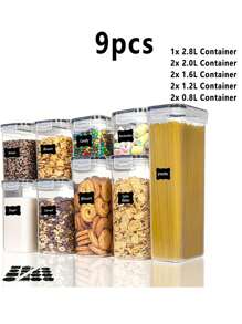 3/5/6/7/9/10/11/12/15/24pcs Stackable Large Capacity Food Storage Container With Lid, Coffee Storage Container, Multi-Functional And Reusable Food Storage Sealed Box, Used For Flour, Sugar, Dried Fruits, And Pasta, Kitchen Sorting And Storage, Kitchen Accessories