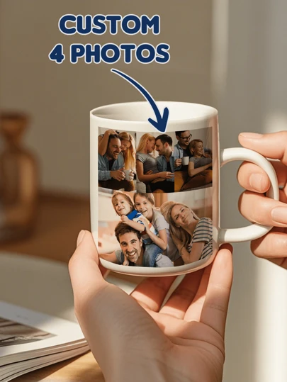 1pc Customized Photo Mug, Personalized Coffee Cup, Personalized Anniversary Commemorative Mug, Housewarming Gift, Valentine's Day Gift, Anniversary Gift, Graduation Gift, Mother's Day Gift, Suitable For Anniversary, Valentine's Day, Mother's Day, Birthday, Children's Day, Father's Day, Graduation, Wedding, Housewarming And Other Occasions, Can Be Placed In Dining Room, Living Room, Bedroom, Office, Tea Room, Home, School, Etc.