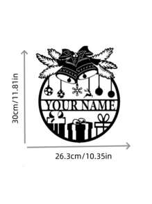 可定制的金属圣诞花环标志个性化圣诞剪影墙面艺术时尚室内装饰门和花园装饰、家居、厨房、餐厅 - 独特的节日礼物创意 - 黑色 - 查看 13