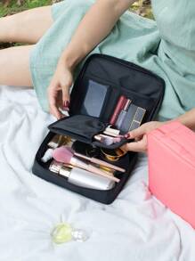 Customized Printed Waterproof Plaid Toiletry Bag, Cosmetic Organizer - Multicolor - View 6