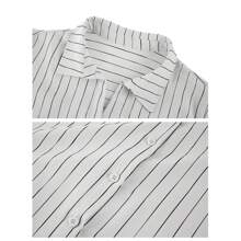 Womens Long Sleeve Button Down Cotton Linen Shirt Blouse Loose Fit Casual V-Neck Tops - 白色 - 查看 3