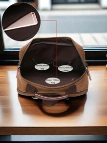 1 Stück modischer Leinwand Rucksack mit großer Kapazität und vielen Taschen, abriebfest, Ledergriff, geeignet für Studenten, Outdoor-Reisen, Geschäftsreisen, Laptop Rucksack, Schulbeutel, Reiserucksack, Campingausflug, Tasche für den Sommer, Rückfahrschule, Laptoptasche, Sporttasche für Männer, Reisenotwendigkeiten, große Tasche, Frühjahrsschulsachen, Schulrucksack, vintage