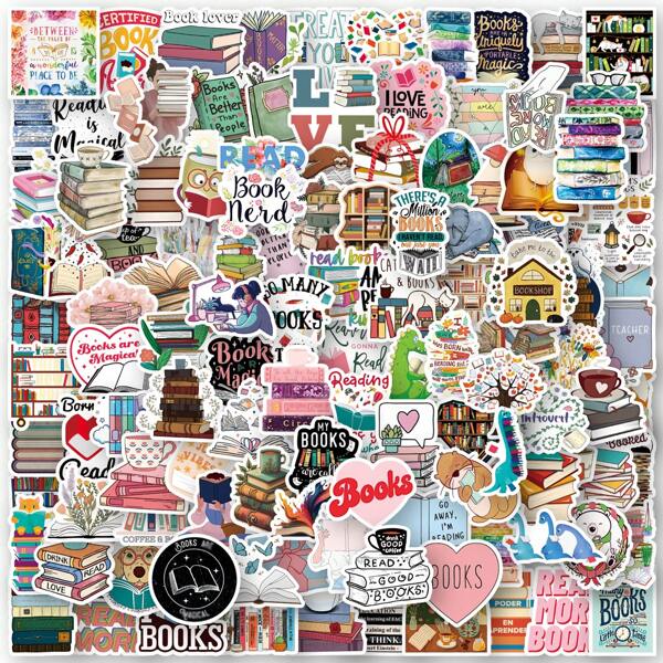 120PCS Reading Books Stickers Aesthetic Vinyl Stickers High Quality Stickers Decals Scrapbook,Journaling,Laptop,Bumper,Skateboard,Water Bottles,Computer,Phone Stickers Can Bring A Lot Of Fun To Your Life,The Perfect Gift For Adults