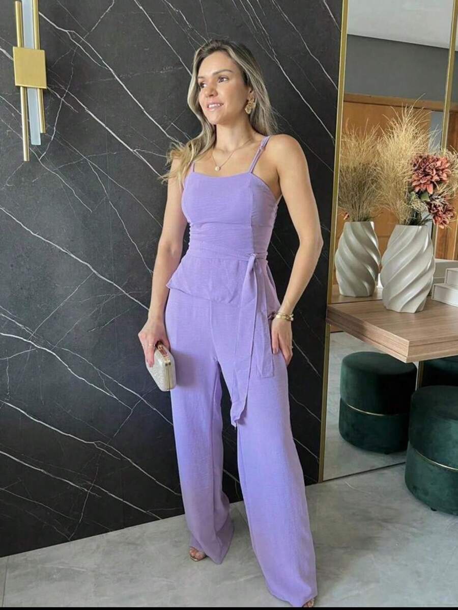 DUNA SET WITH BLOUSE AND PANTALON PANTS - 紫丁香色 - 查看 1