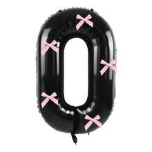 40 英寸粉色蝴蝶结装饰黑色数字 0-9 铝箔气球，粉色蝴蝶结装饰，适合生日派对、情人节、周年纪念、结婚求婚、圣诞节、新年装饰 - 黑色數字 - 查看 18