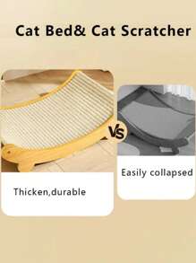 1件木制猫抓板多功能猫睡床可拆卸耐磨猫抓板幼猫磨牙猫玩具
