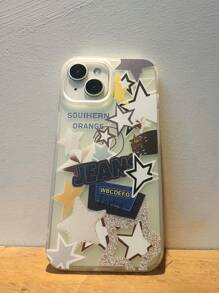 1 pieza Funda de teléfono de calidad TPU+PC con diseño de pentágono brillante de color negro y plata, con bordes transparentes y resistente a golpes, compatible con 13, 14, 15 ProMax, 16, 16 Pro, 16 ProMax, 16 Plus, 16E, también compatible con 11, 12 ProMax, X, XR, XSMax, 7 Plus, 8 Plus, a prueba de arañazos y con diseño elegante