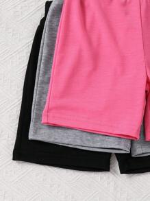 3pcs Young Girl Simple Heart Pattern Base Shorts Set