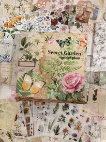 Vintage Botanical Scrapbooking Supplies Set, Aesthetic Floral Scrapbook Kit For Bullet Journaling, Planner DIY, 12pcs Papers And Washi Tapes, Stickers For Girls, Women, Crafting Gift Back To School,Back To School,School Supplies