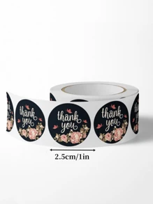 Rollo de 500 pegatinas con flores y texto 'Gracias' - Ideal para regalos de Acción de Gracias y decoración de tarjetas