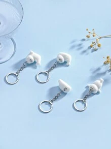 可爱卡通树脂植绒可爱小海豹钥匙扣，可爱精致卡通动物情侣包/手机/钥匙链吊坠，派对礼物汽车配件包饰学校哥特 Y2k 包饰挂绳带身份证夹汽车配件包饰 - 彩色 - 查看 2