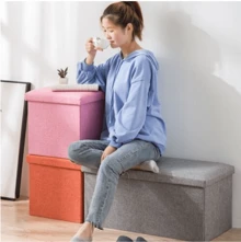 Large Seater Folding Storage Ottoman Pouffe Bench Seat Blanket Toy Chest Box UK Back To School Dormitory Storage - Grey - View 5