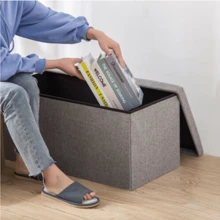 Large Seater Folding Storage Ottoman Pouffe Bench Seat Blanket Toy Chest Box UK Back To School Dormitory Storage - Grey - View 6