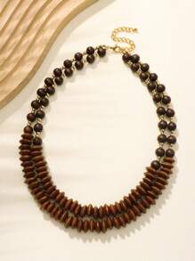 BOCAR Bohemian Wooden Beads Statement Jewelry Strand Necklace For Women