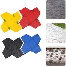 CNCEST 4 Pcs Concrete Stamping Molds Concrete Stamp Mat Set W/Handle Stone Texture Stamps For Concrete Portable Concrete Stamping Molds For Wall & Floor, 23.23*23.23*0.55in, Blue, Red, Yellow, Black - Multicolor - View 1