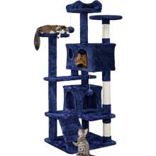 54in Cat Tree Tower Condo Furniture Scratch Post For Kittens Pet House Play - Navy Blue - View 1