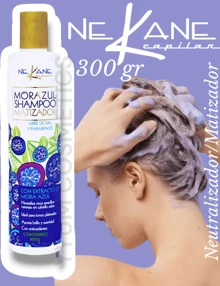Kit 3pz nano, mascarilla mora y shampoo mora matizador cabello botox tratamiento térmico Nekane capilar - Azul - Ver 4