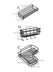 1 pieza Estante de pared para baño/cocina, Estantería de almacenamiento adhesiva con cesta para decoración de habitación - Negro - Ver 8