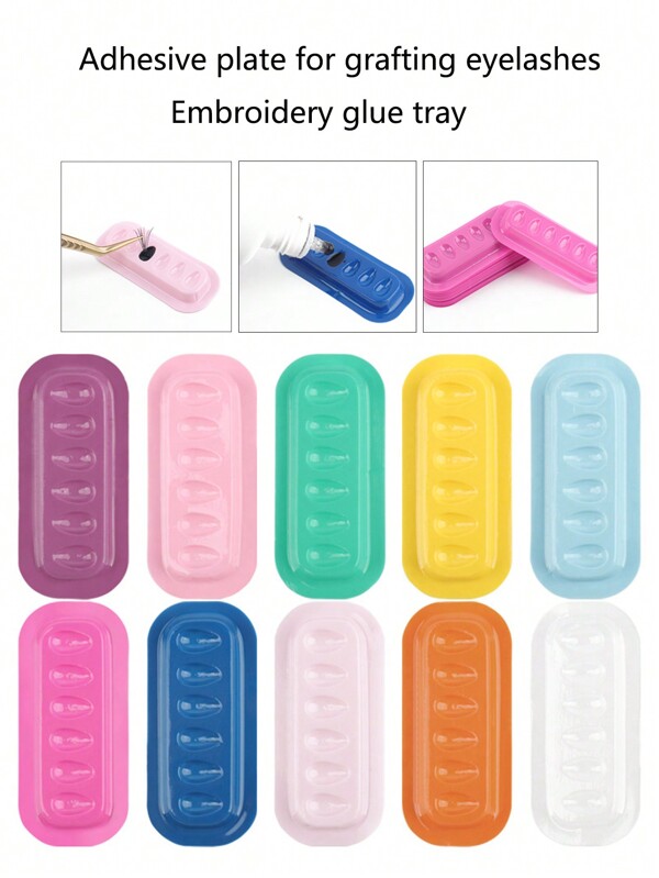 100pcs Eyelash Glue Holder Pallet Lash Extension Adhesive Stand Pads Strip Shaped Plastic Gasket Palette Lash Artist Accessories