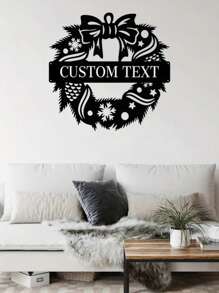 可定制的金属圣诞花环标志个性化圣诞剪影墙面艺术时尚室内装饰门和花园装饰、家居、厨房、餐厅 - 独特的节日礼物创意 - 黑色 - 查看 4