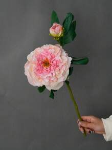 1pc Realistic New 2-Head Peony Vintage Style Home Living Room Decoration Fake Flower Arrangement, Valentine's Day, Gift - Multicolor - View 13