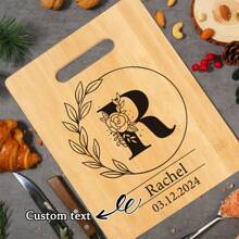 Tábua de Corte de Bambu Personalizada - 26 Opções de Padrão de Letra, Perfeita para Feriados, Aniversários, Aniversários e Mais - Presente Decorativo de Cozinha Elegante e Durável
