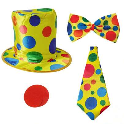 1 Set COS Clown Costume, Halloween Christmas Carnival Clown Outfit, Colorful Clown Cosplay Costume, Including Rainbow Clown Wig, Rainbow Mohawk Headpiece, Christmas Easter Carnival Clown Wig, Clown Tie, Party Accessories, Colorful Fan, Clown Nose, Clown Tie Clip, Suitable For Men And Women Roleplay