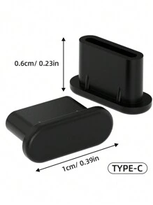 10 unidades Tapones de silicona negros tipo C para smartphone, tapón protector de silicona transparente y suave para puerto de carga y datos