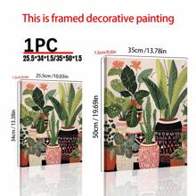 1pc Boho Boho Antique Vase, House Plant Mural, Wall Canvas Art, Home Poster, Framed Art Gift,Wall Art Gifts Birthday Graduation - Multicolor - View 3