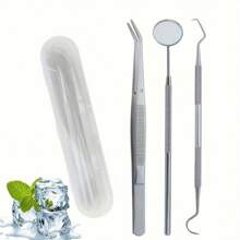 Professional Stainless Steel Dental Hygiene Kit - Complete Oral Care Set For Daily Teeth Cleaning And White Ning Oral Care Tools,Inspection & Whitening With Convenient Storage Case - White - View 2