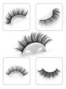 Asiteo 5 Pairs Wet Look Spiky Manga Cat Eye False Eyelashes Lashes Faux Mink Lashes Natural Winged Wispy Eyelashes - 尖尾漫畫款 - 查看 6