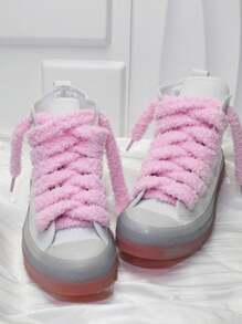 1 Pair Colorful 1.5cm Wide Fluffy Fluffy Shoelaces, Fashionable Casual Shoe Accessories - View 4