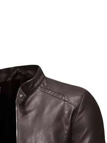 Giacca in pelle vintage casual da motociclista per uomo, per primavera e autunno