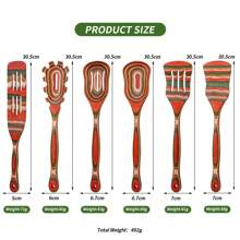 Wooden Spoons For Cooking, WOSPONFAN Kitchen Utensils Set, Pakkawood Kitchen Cooking Utensils Set, Apartment Essentials Wood Serving Spatula Spoon, Salad Tongs, Home & Kitchen Gift For Women ﻿ - Gỗ đỏ - Xem 3