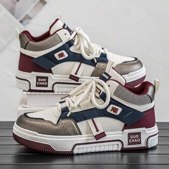 男士低帮系带运动鞋，英伦风透气休闲鞋，鳄鱼纹滑板鞋，百搭工作防滑运动鞋