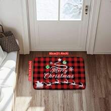 1 件圣诞红黑格子地毯、圣诞主题门垫、卡通速干吸水垫、包括圣诞老人、圣诞树、麋鹿、圣诞快乐文字设计、室内入口迎宾垫、圣诞节节日装饰地毯、抗疲劳厨房垫、适用于客厅、卧室、厨房、入口、圣诞装饰，多种款式可选 - 彩色 - 查看 13