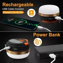 1/2 PCS Camping Lantern Camping Light USB Rechargeable Glare LED Tent Light Portable - Black - View 8