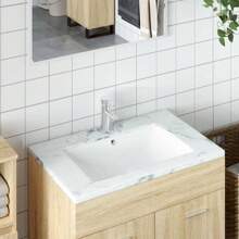 Ceramic Rectangular Bathroom Sink White 60x40x21 Cm Modern Design Durable Sink For Stylish Bathroom Upgrade - White - View 1