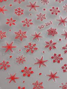 冬季雪花美甲贴纸 红蓝多样雪花圣诞指甲设计滑块自粘贴花 DIY 雪装饰（2 件）